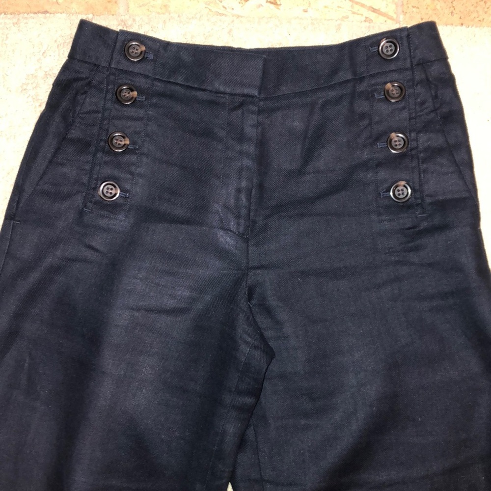 Ann Taylor Navy Linen Sailor Pants